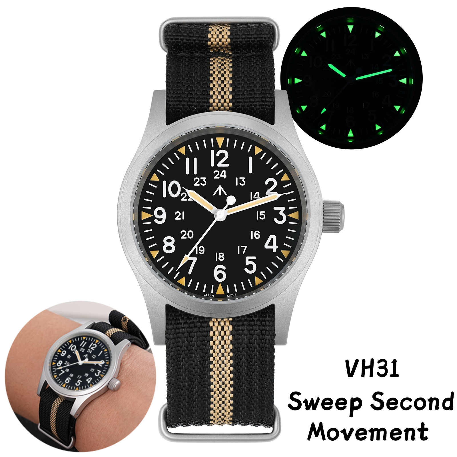 Smartwatch Nexus - Militado ML05 Vintage Watch VH31 Sweep